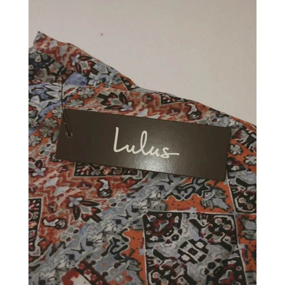 Lulus NWT Mosaic Tile Boho Shift Dress Small Sleeveless Rayon Made in USA